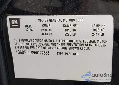 2005 Cadillac Cts Standard z USA, uszkodzony, nr VIN 1G6DP567850177565